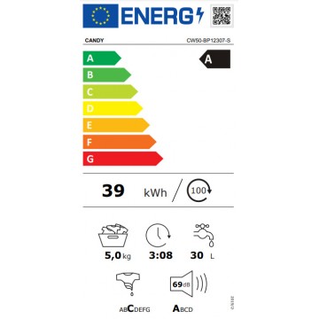 Candy Πλυντήριο Ρούχων 5kg 1200 Στροφών CW50-BP12307-S